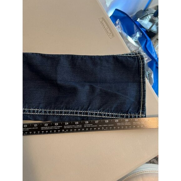 Women Silver Frances Jean Y2K 90s Dark Wash White Stitching Sz W28/L33 - Picture 6 of 8